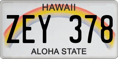 HI license plate ZEY378