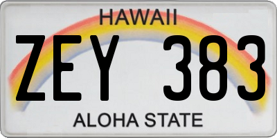 HI license plate ZEY383