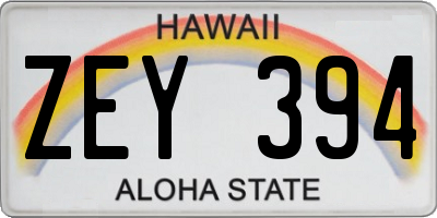 HI license plate ZEY394