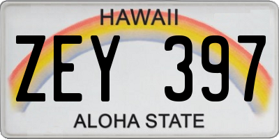 HI license plate ZEY397