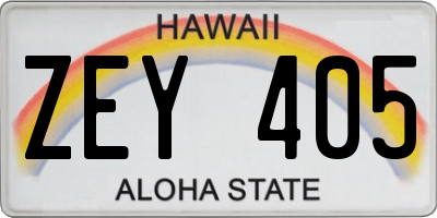 HI license plate ZEY405