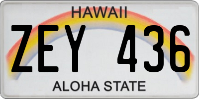 HI license plate ZEY436