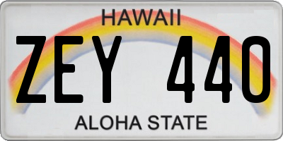 HI license plate ZEY440
