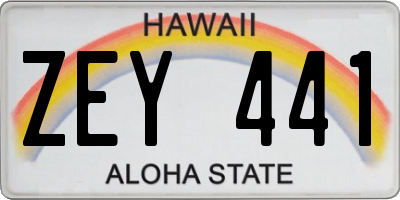 HI license plate ZEY441