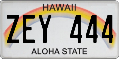 HI license plate ZEY444