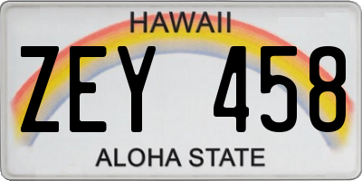 HI license plate ZEY458