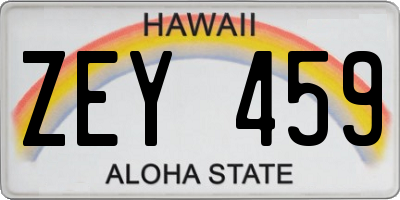 HI license plate ZEY459