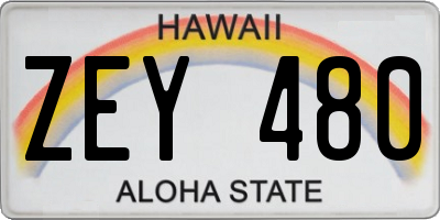 HI license plate ZEY480