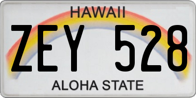 HI license plate ZEY528