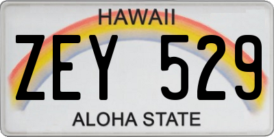 HI license plate ZEY529