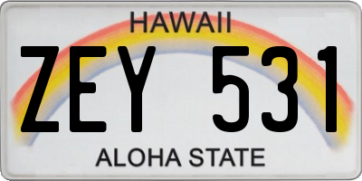HI license plate ZEY531