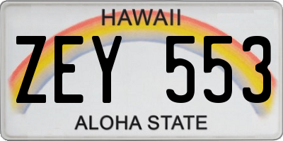 HI license plate ZEY553