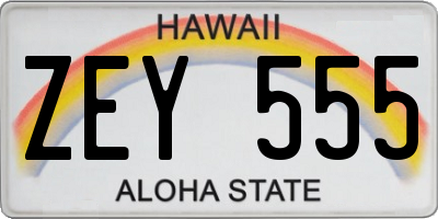 HI license plate ZEY555