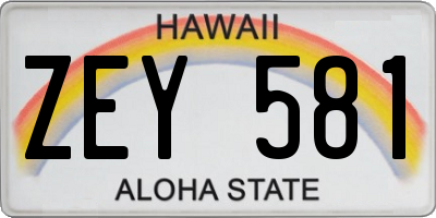 HI license plate ZEY581