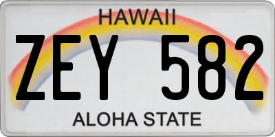 HI license plate ZEY582