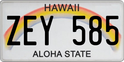HI license plate ZEY585