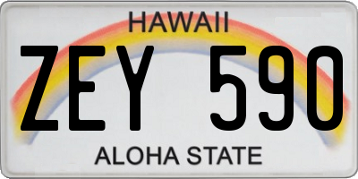 HI license plate ZEY590