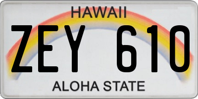 HI license plate ZEY610