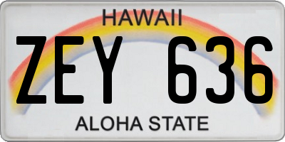 HI license plate ZEY636
