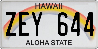 HI license plate ZEY644