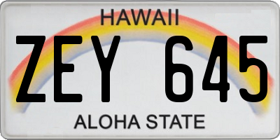 HI license plate ZEY645