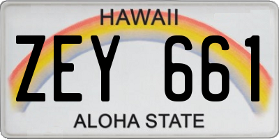 HI license plate ZEY661