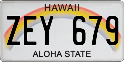 HI license plate ZEY679
