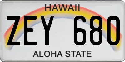 HI license plate ZEY680