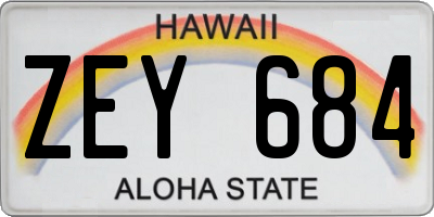 HI license plate ZEY684