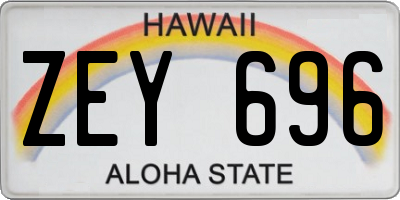HI license plate ZEY696