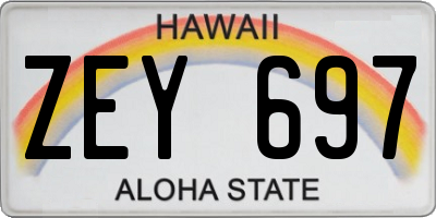 HI license plate ZEY697