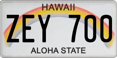 HI license plate ZEY700