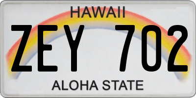 HI license plate ZEY702