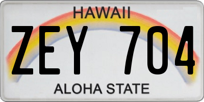 HI license plate ZEY704