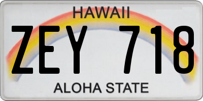 HI license plate ZEY718