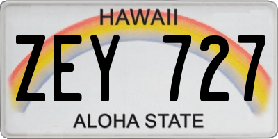 HI license plate ZEY727