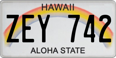 HI license plate ZEY742
