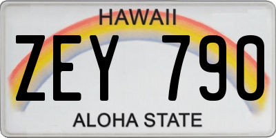 HI license plate ZEY790