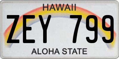 HI license plate ZEY799