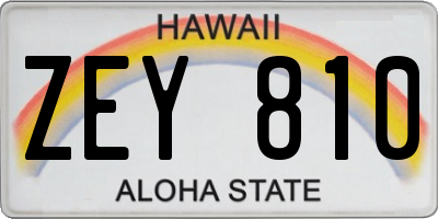 HI license plate ZEY810