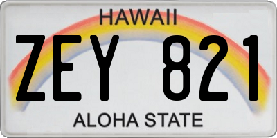 HI license plate ZEY821