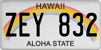 HI license plate ZEY832