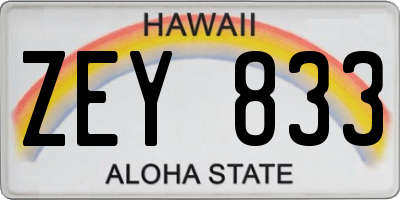 HI license plate ZEY833