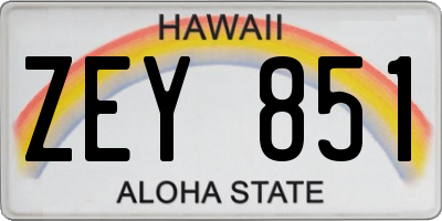 HI license plate ZEY851
