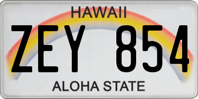 HI license plate ZEY854