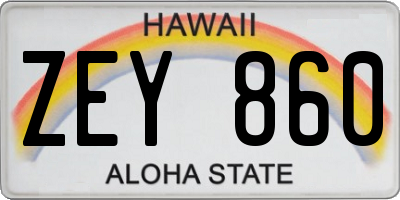 HI license plate ZEY860