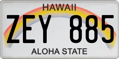 HI license plate ZEY885