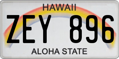 HI license plate ZEY896