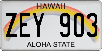 HI license plate ZEY903