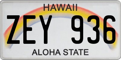 HI license plate ZEY936